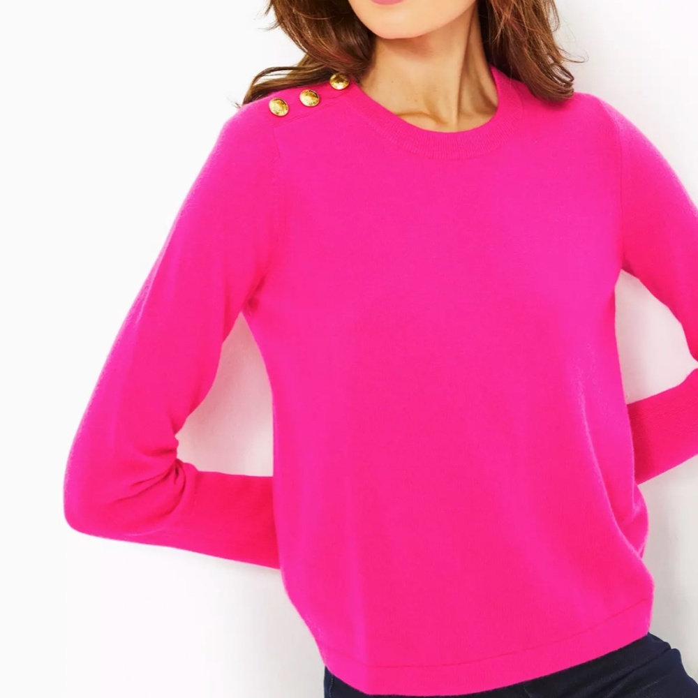 NWT Lilly Pulitzer Brinkley Cashmere Sweater Pink Palms Size Small